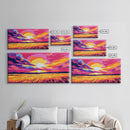 Reflected Sunset Glow, Tranquil Landscape Art, Vibrant Water Print, Bold Color Home Decor, Relaxing Wall Painting, Framed Canvas Print
