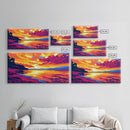 Fiery Lake Reflection, Bold Colorful Art, Scenic Nature Painting, Vibrant Home Wall Decor, Serene Landscape Print, Framed Canvas Print