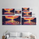 Mountain Sunset Reflection, Bold Landscape Art, Vibrant Sky Print, Serene Nature Painting, Warm Home Wall Decor, Framed Canvas Print