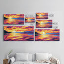 Sunset Glow, Serene Lake Reflection, Mountain Landscape Art, Vibrant Sky Painting, Framed Canvas Print, Office Wall Decor, Modern Home Art