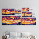 Seagull Flying, Coastal Sunrise, Framed Canvas Print, Beach House Decor, Tropical Wall Art, Minimalist Bird Art, Bedroom Aesthetic
