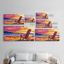 Adirondack Chair, Beach Sunset Art, Relaxing Coastal Scene, Vibrant Nature Painting, Framed Canvas Print, Bedroom Wall Decor, Summer Home