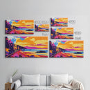 Golden Hills, Sunset Landscape, Autumn Nature, Living Room Wall Art, Vibrant Boho Decor, Framed Canvas Print, Modern Art