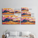 Forest View, Mountain Sunset, Vibrant Wilderness, Nature Wall Art, Cabin Wall Decor, Framed Canvas Print, Rustic Autumn Art