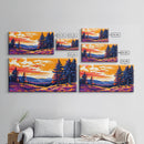 Lakeside Trees, Sunset Reflection, Scenic Nature, Living Room Wall Art, Vibrant Landscape, Framed Canvas Print, Boho Wall Decor