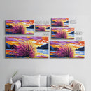 Sea Sunset, Fiery Sky, Vibrant Ocean Art, Beach House Decor, Coastal Wall Art, Framed Canvas Print, Serene Landscape Painting