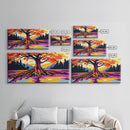 Sunset Landscape, River Reflection, Colorful Nature, Framed Canvas Print, Modern Wall Art, Living Room Decor, Bold Sunset Painting