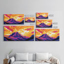 Serene Mountain, Lake Reflection, Autumn Colors, Framed Canvas Print, Modern Nature Art, Living Room Wall Decor, Sunset Painting