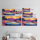 Sunset Bench, Peaceful Reflection, Romantic View, Framed Canvas Print, Minimalist Wall Art, Bedroom Decor, Warm Sunset Scene