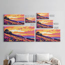 Coastal Road, Sunset Painting, Scenic Drive, Ocean View Art, Vibrant Nature Scene, Framed Canvas Print, Office Wall Art, Home Decor