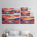 Speedboat Scene, Coastal Sunset, Vibrant Ocean Art, Colorful Seascape, Summer Getaway, Framed Canvas Print, Beach House Wall Art