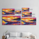Ocean Waves, Sunset Seascape, Coastal Art, Nature Print, Framed Canvas Print, Beach House Wall Art, Nautical Decor, Vibrant Landscape