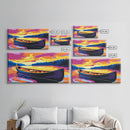 Canoe on Lake, Serene Water Reflection, Vibrant Sunset Art, Nature Scene, Framed Canvas Print, Living Room Decor, Cabin Wall Artwork