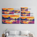 Cowboy, Western Art, Rustic Landscape, Sunset Wall Art, Framed Canvas Print, Living Room Decor, Boho Home, Mountain Painting