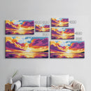 Sunset, Ocean Art, Vibrant Sky, Beach House Decor, Framed Canvas Print, Living Room Wall Art, Colorful Painting, Seaside Aesthetic