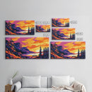 Mountain Lake, Sunset Reflection, Nature Landscape, Fall Wall Art, Framed Canvas Print, Rustic Home, Cabin Decor, Serene Painting