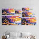 Cliffs, Coastal Painting, Sunset Beach, Ocean Wall Art, Framed Canvas Print, Seaside Home, Vibrant Landscape, Boho Coastal Decor