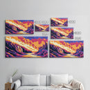 Waterfall Scene, Sunset Painting, Wilderness Landscape, Framed Canvas Print, Nature Wall Art, Rustic Decor, Cabin Art, Forest Artwork