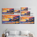 Cliffs by Sea, Sunset Beach, Landscape Wall Art, Framed Canvas Print, Coastal Decor, Living Room Art, Summer Vibes, Vibrant Nature Art