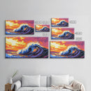 Ocean Wave, Surf Art, Beach Wall Decor, Canvas Print, Nautical Painting, Vibrant Seascape, Coastal Home Art, Colorful Surfing Scene