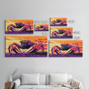 Crab at Sunset, Coastal Wildlife, Beach House Wall Art, Canvas Print, Nautical Home Decor, Ocean Lover Gift, Vibrant Seaside Painting