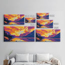 Sunset Lake, Mountain View, Vibrant Sky, Canvas Print, Modern Wall Art, Office Decor, Nature Painting, Boho Landscape, Rustic Aesthetic