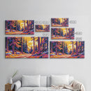 Autumn Forest, Sunset Glow, Pathway Scene, Canvas Print, Cozy Home Decor, Living Room Art, Woodland Painting, Vibrant Fall Landscape