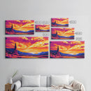 Desert Sunset, Monument View, Vibrant Sky, Canvas Print, Southwest Wall Art, Nature Painting, Rustic Home Decor, Landscape Illustration