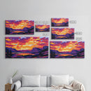 Twilight Mountains, Sunset Glow, Vibrant Nature, Framed Canvas Print, Landscape Wall Art, Bedroom Decor, Bold Colors, Autumn Scenic View