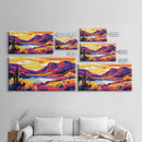 Desert Cactus Sunset, Canvas Print, Southwest Wall Art, Colorful Mountain Art, Nature Landscape, Boho Aesthetic, Office Wall Decor