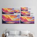 Vibrant Sky Over Water, Framed Canvas Print, Colorful Sunset Art, Bold Nature Painting, Modern Landscape, Living Room Wall Art
