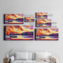 Autumn Swing by the Lake, Canvas Print, Cozy Fall Art, Rustic Landscape, Vibrant Seasonal Painting, Cabin Decor, Bedroom Wall Art