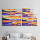 Golden Field River View, Canvas Print, Colorful Nature Art, Tranquil Landscape Painting, Boho Aesthetic, Living Room Wall Decor
