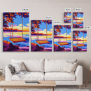 Lake Swing, Sunset, Canvas Print, Serene Nature Art, Vibrant Reflection Painting, Boho Wall Decor, Cozy Home Art, Bedroom Wall Artwork