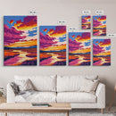 Sunset Marsh, River Reflections, Bold Colors, Peaceful Scene, Framed Canvas Print, Living Room Art, Nature Inspired, Boho Wall Decor
