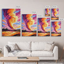 Fiery Clouds, Dramatic Sky, Sunset Storm, Nature Art, Framed Canvas Print, Living Room Decor, Unique Wall Art, Landscape Painting
