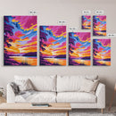 Colorful Evening, River Sunset Painting, Bold Nature Art, Dreamy Landscape, Canvas Print, Bedroom Wall Art, Modern Home Decor