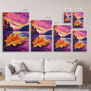 Floating Leaf, Autumn Lake Art, Seasonal Landscape, Warm Fall Colors, Canvas Print, Cozy Home Decor, Thanksgiving Wall Art