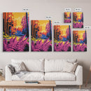 Enchanted Forest, Colorful Nature Scene, Vibrant Trees, Dreamy Woodland, Framed Canvas Print, Living Room Wall Art, Boho Aesthetic