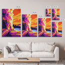 Fire in the Sky, Dramatic Sunset Painting, Wildfire Landscape, Bold Art Print, Canvas Print, Unique Office Decor, Nature Inspired Art