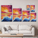 Ocean Waves, Sunset at Sea, Bold Seascape, Vibrant Water Art, Canvas Print, Nautical Home Decor, Beach House Wall Art, Coastal Style