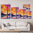 Dock Post, Sunset Reflection, Nautical Art, Framed Canvas Print, Seaside Painting, Rustic Decor, Boat Lover Gift, Office Wall Art