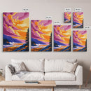 Ocean Cliff, Coastal Sunset, Wave Art, Canvas Print, Colorful Nature Painting, Beach House Decor, Boho Wall Art, Seaside Retreat