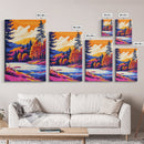 Mountain Lake, Autumn Trees, Scenic Landscape, Canvas Print, Cabin Wall Art, Nature Inspired Home Decor, Fall Colors, Modern Rustic Art