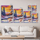 Snowy Forest, Winter Scene, Cozy Landscape, Canvas Print, Christmas Wall Art, Holiday Home Decor, Mountain River, Peaceful Nature Painting