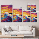 Ocean Wave, Sunset Surf, Vibrant Coastal, Beach Art, Wall Decor, Nautical Theme, Living Room, Canvas Print, Bold Colors, Surf Art
