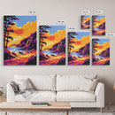 Coastal Cliffs, Seascape Painting, Sunset Over Ocean, Vibrant Colors, Framed Canvas Print, Beach House Wall Art, Nature Lover Gift