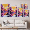 Majestic River, Mountain Scenery, Sunset Glow, Vibrant Reflections, Canvas Print, Nature Inspired, Living Room Wall Art, Modern Decor