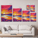 Fiery Sunset, Mountain Reflections, Warm Tones, Nature Wall Art, Framed Canvas Print, Living Room Decor, Cozy Fall Aesthetic