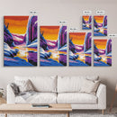 Frozen Falls, Winter Wonderland, Icy Landscape, Bold Color Contrast, Framed Canvas Print, Seasonal Art, Cozy Winter Decor